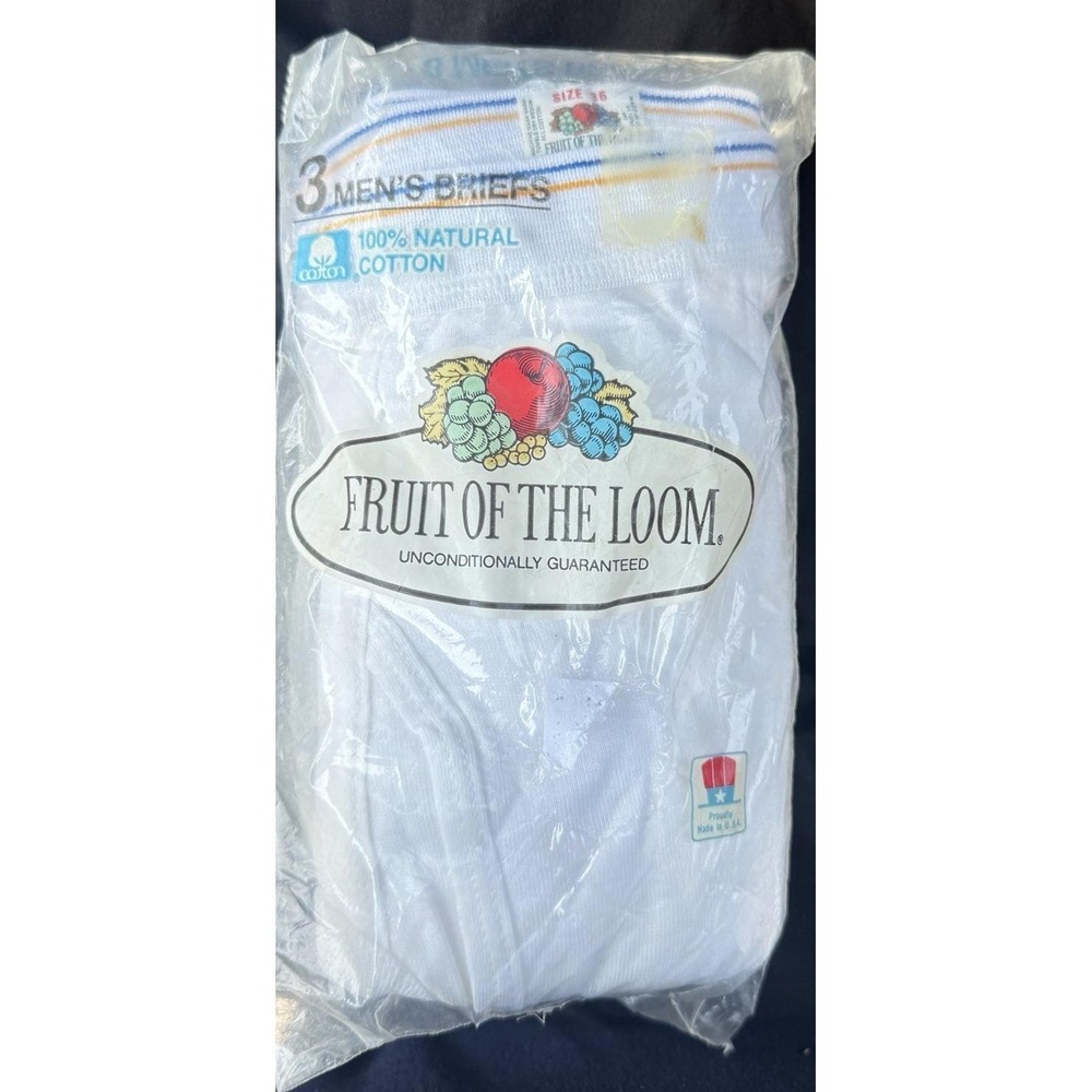 VTG 80's 1986 Fruit of The Loom Briefs Men's‎ Size 36 Made In USA  3 Pack New